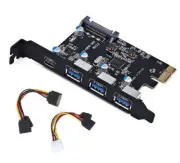 PCIE PCI Express to 3 Ports USB 3.0 + Type C 5Gbps Converter Card SATA 15Pin