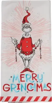 Department 56 Dr. Seuss Merry Grinchmas Embroidered Dish Cloth, 18.5 x26.5"