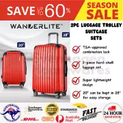 Wanderlite 2pc Luggage Trolley Suitcase Travel TSA Approved Hard Case Bag Red
