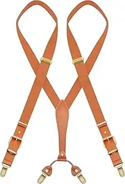 [MENDENG] Suspenders for Men Solid Color Adjustable Braces X Back Shoulder Straps