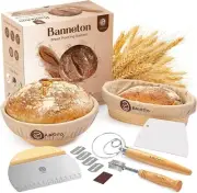 Artisan Sourdough Starter Kit: 9" Round & 10" Oval Baskets with Essential Tools