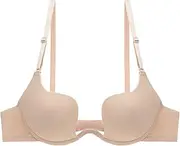 [Generic] Workout Sports Bra for Women Women's Deep V Sexy Gathered Bra Hanging Neck Beautiful Back U Shaped Open Back Bra Womens Bras Sexy (Beige, 80B)