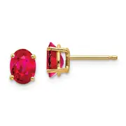 14k Yellow Gold Ruby Post Earrings