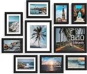Vittanly 10 Pack Picture Frames Collage Wall Decor, Gallery Frame Set for Wall Mounting or Tabletop Display, Multi Sizes Including 2pcs 8x10, 4pcs 5x7, 4pcs 4x6, Black