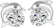 [SHERCHPRY] Dolphin Zircon Earrings Micro-inlay Earring Set Fashionable Party Accessory for Girls