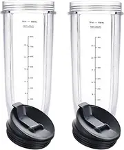 WWjiuyue Blender Cups for Ninja Blender, 32OZ Cup with Sip & Seal Lids Compatible with Nutri Ninja Auto IQ Series Blenders BL480 BL481 BL482 BL490 BL640 BL680 BL450 BL482 BL682 BL642 BL640(2 Pack)