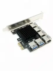 NEW PCI-E 1 to 6 Riser Card PCI-E 1X to External 6 PCI-E USB 3.0 Adapter