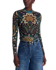 Farm Rio Jaipur Black Tulle Blouse