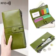 PU Leather Wallet For Women Lady RFID Blocking Fashion Long Bifold Women's Purse With Credit Card Holder Zipper Coin Pocket