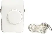 Buziba Protective Case for Fujifilm Instax Mini EVO Instant Camera PU Leather Storage Bag with Adjustable Shoulder Strap(White)