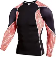 [Abigprofit] Male Underwear Thermal Tight Sportwear Thermo Shirt Quick Dry Compression Shirt Red L