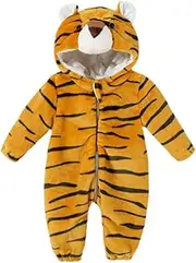 [koolsoo] Baby Jumpsuit with Zipper Little Tiger with Hood Long Sleeve Coveralls Snowsuit