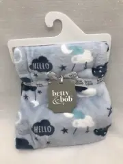 Betty & Bob Unisex Blue Moon Stars Cloud Plush Baby Blanket Security Lovey NEW