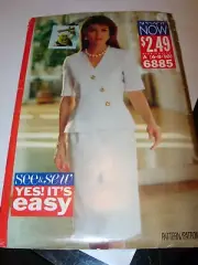 WOMENS UNCUT BUTTERICK 6885 Sewing Pattern TOP SKIRT SHIRT CAREER SIZE 6-10
