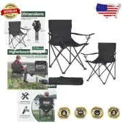 Portable Foldable Camping Chairs - Ergonomic Support with Cup Holders - 2 Pack