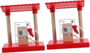 BCOATH Wooden Train Model Parts Set Boys and Girls Gas Station Roadblock Toys Expandable Playset