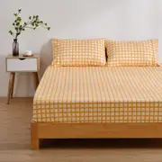 Dreamaker Micro Flannel Grid Combo Fitted Sheet Set Chai Double Bed