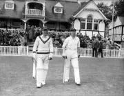 Worcestershires Dick Howorth and Alexander Singleton walk - 1946 Cricket Photo