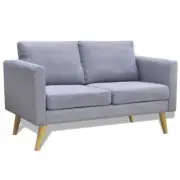 2-Seater Sofa Office Living Room Modern Lounge Couch Futon Fabric Light Grey