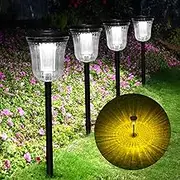 Solar Pathway Lights Outdoor, 4 Pack Solar Lights Outdoor Waterproof, 200 Lumens Super Bright Solar Garden Lights,Up to 14 Hrs Auto On/Off Outside Lights for Yard Lawn Walkway Driveway Path