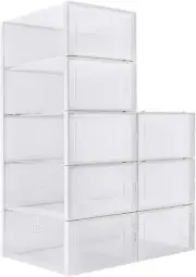 Foldable Shoe Box; Stackable Clear Shoe Storage Box - Storage Bins Shoe Contain
