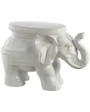 Happimess White Elephant 14.2in Garden Stool