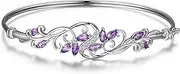 [MORGAN & PAIGE] 925 Sterling Silver and Gemstone Two-Tone Scrolled Filigree Hinged Bangle Bracelet, 7-1/2" - Choice of Gem Colors
