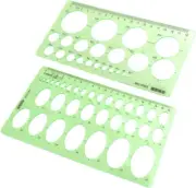 2PCS Professional Quality Circle and Oval Template Measuring Templates Ruler for