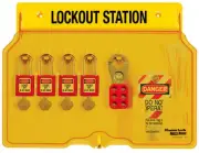 Master Lock 4-Lock Lockout Station with 2 Hasps, 12 Lockout Tags