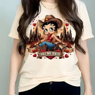 Betty Boop t 恤女街頭服飾日本 Y2K t 恤女漫畫設計師圖形衣服