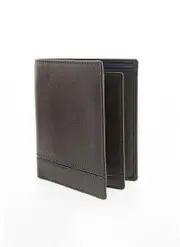 Dents Natural Grain Leather Wallet with RFID Blocking Protection - Chocolate/Royal Blue