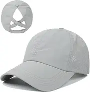 [Bucaum] Cross Hat Womens Baseball Cap -Cross Ponytail Hat Baseball Cap