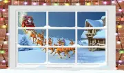 Santa Claus Father Christmas Scene 3D Magic Window Wall Sticker Mural Poster V3