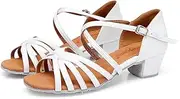 [HOBTEC] Women's Latin Dance Shoes Ballroom Salsa Bachata for Dance Beginner Dance Performance Practice Low Heel