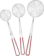 LABRIMP 3 Pcs Stainless Steel Spider Strainer Fine Mesh Skimmer Ladles for Cooking Frying and Baking Essential Kitchen Utensils for Straining and Sifting