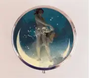Fairy on Crescent Moon Pill Box Case Pillbox Holder Trinket Travel Storybook