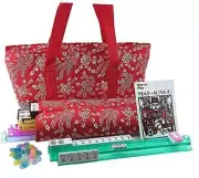 166 Tiles American Mahjong Set Red Phoenix Soft Bag 4 Color Pushers / Racks