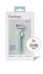 Flamingo 5-Blade Women's Razor - 1 Razor Handle + 2 Razor Blade Refills - Sage