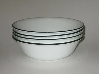 BRAND NEW set of 4 Corelle Black rim 18 oz 6.25" Cereal Soup Bowls