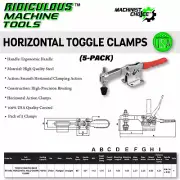 750LB Carbon Steel U-Bar Flange Base Horizontal Clamp - 5 Pack: Heavy-Duty