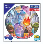 Elemental EDIBLE Rice Paper BIRTHDAY CAKE TOPPER IMAGE Personalised 19cm round