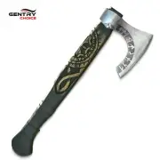 Handmade Carbon Steel Axe Viking Bearded Axe with Leather Ashwood Handle
