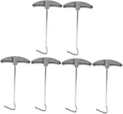 MOBUTOFU 6pcs Camping Supplies Large Tent Pegs Mallet for Tent Pegs Campsite Extractor Shelter up Camping Gear Anchors Lightweight Stakes Utility Hooks Hooks Puller Stake Pullers Grey
