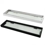 SUS304 Square Glass Shelf Towel Rack Rail Storage Wall Mount Black Chrome Holder