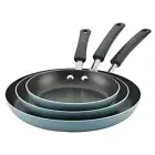 Farberware 3 Piece Fry Pan Set Aluminum Non-Stick Frying Pan Skillet Set, Blue