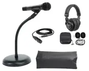 Audio Technica 1-Person PC Podcasting Podcast Microphone+Gooseneck+Headphones