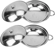 ULTECHNOVO 2pcs Stainless Steel Cooking Pot Practical Double Ear Design Multi Purpose Cookware for Kitchen Easy to Clean for Home Restaurant Use