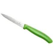 Victorinox 6.7736.L4 Swiss 4" Serrated Spear Point Paring Knife w/ Green Handle