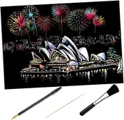Scratch Paper Crafts for Boys and Girls 4pcs Night Veiw Scratch Drawing Set Diy Handmade Art Safe Fun for Boys Girls