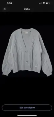 Taylor Swift The Tortured Poets Department Gray Cardigan Size M/LG- SHIPS NOW
